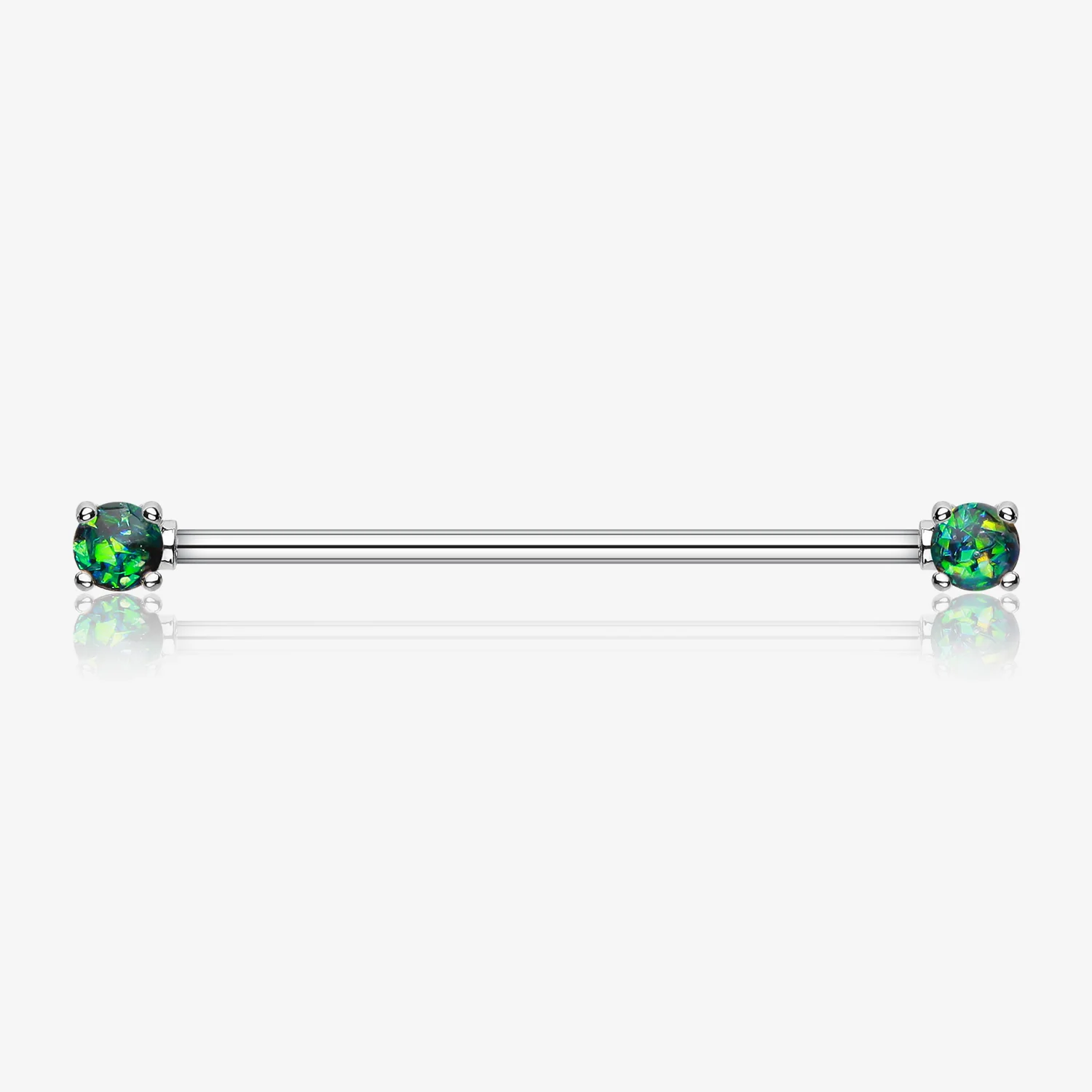 Opal Sparkle Prong Industrial Barbell