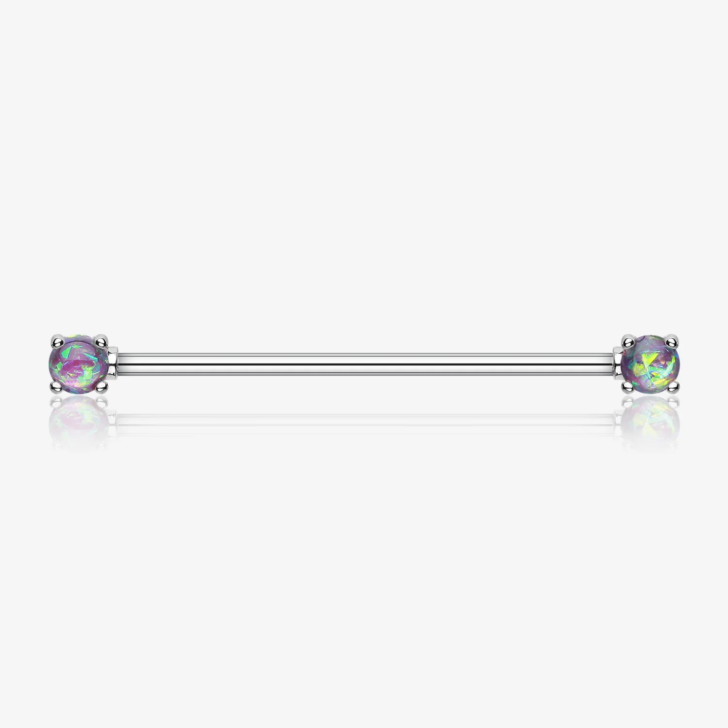 Opal Sparkle Prong Industrial Barbell