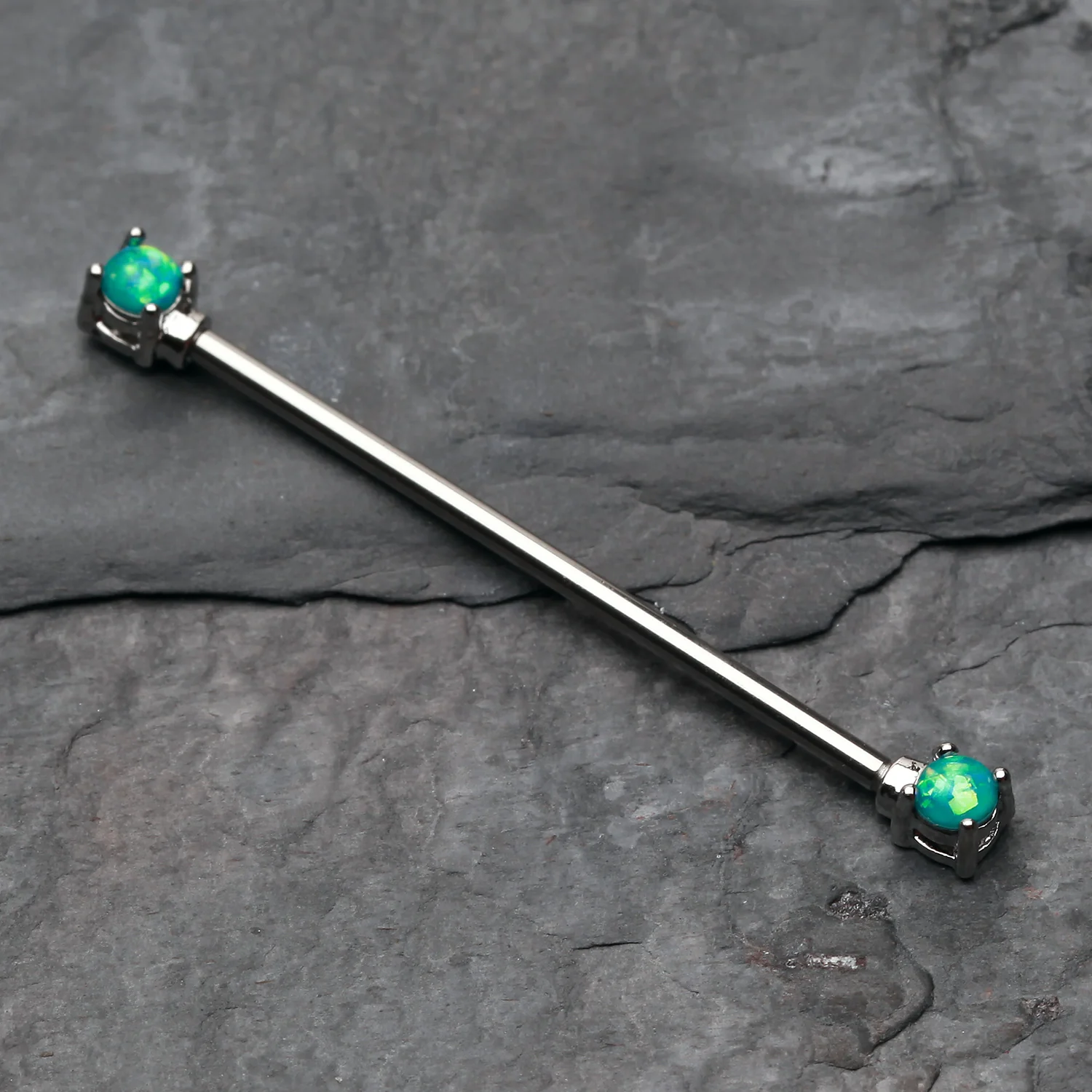 Opal Sparkle Prong Industrial Barbell - Image 2