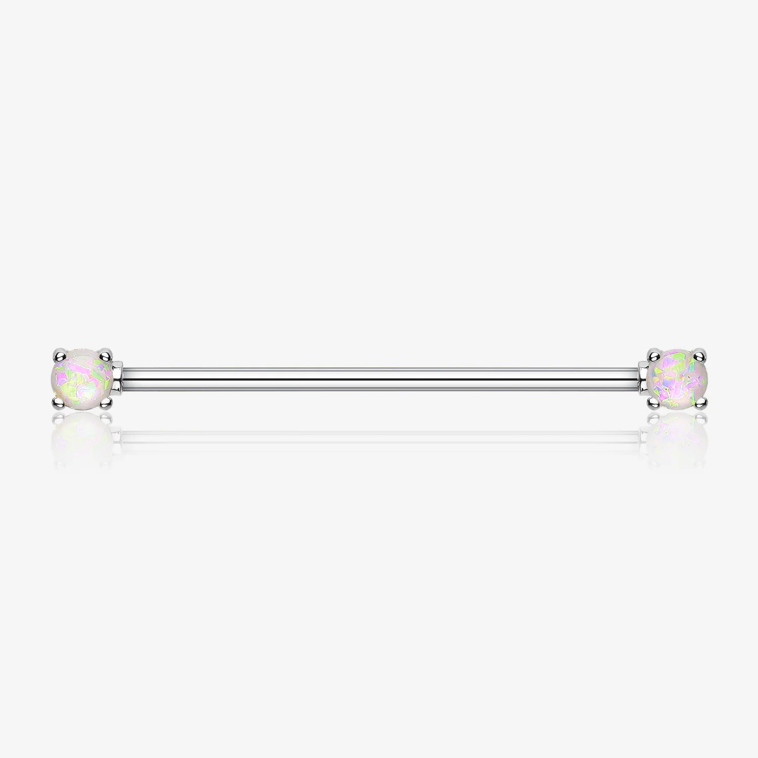 Opal Sparkle Prong Industrial Barbell