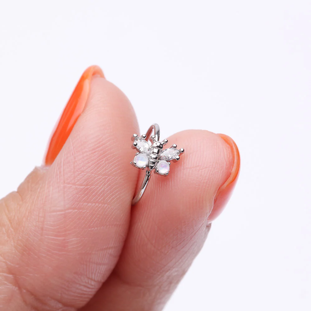 Opalescent Butterfly Sparkle Bendable Hoop Ring - Image 3