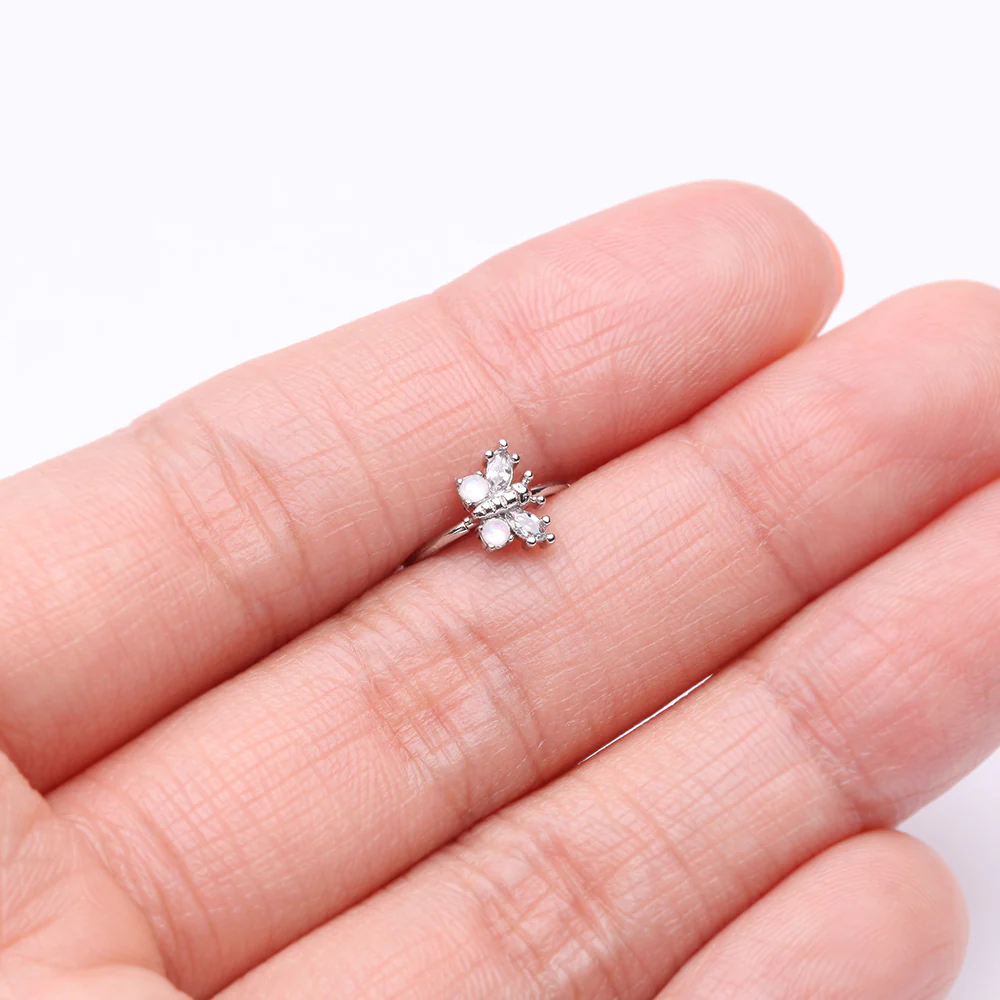 Opalescent Butterfly Sparkle Bendable Hoop Ring - Image 4