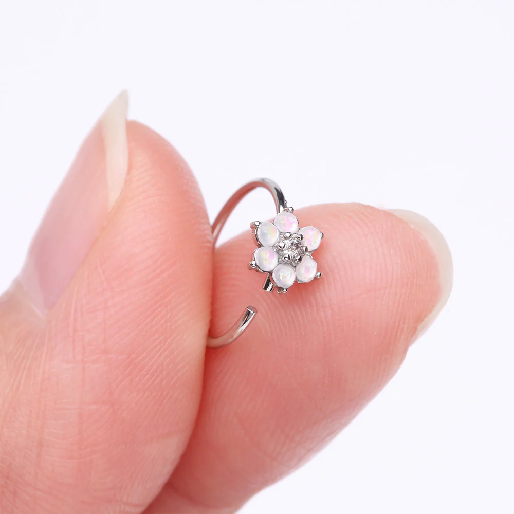 Opalescent Sparkle Spring Flower Bendable Hoop Ring - Image 3