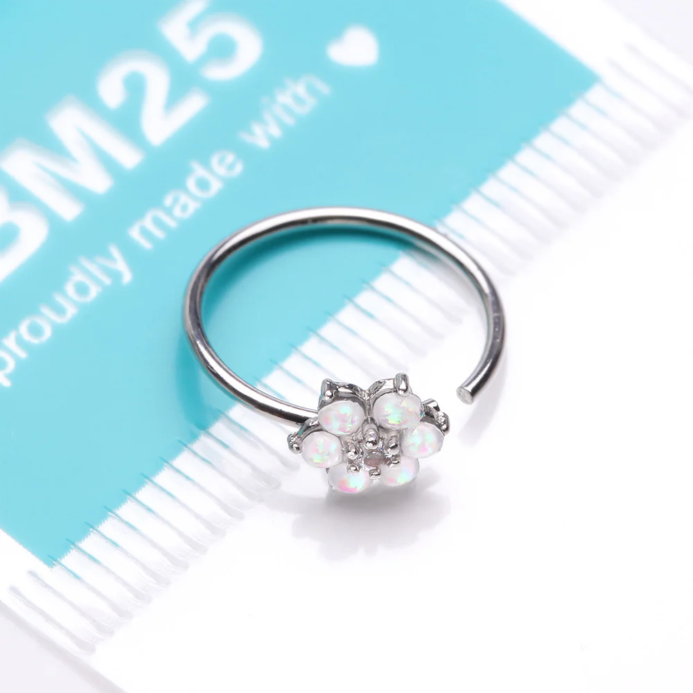 Opalescent Sparkle Spring Flower Bendable Hoop Ring - Image 4