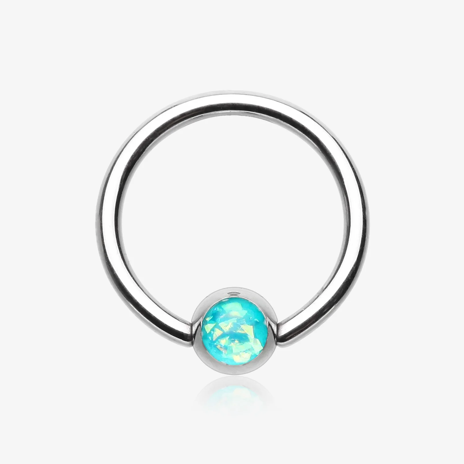 Opalescent Sparkle Steel Captive Bead Ring