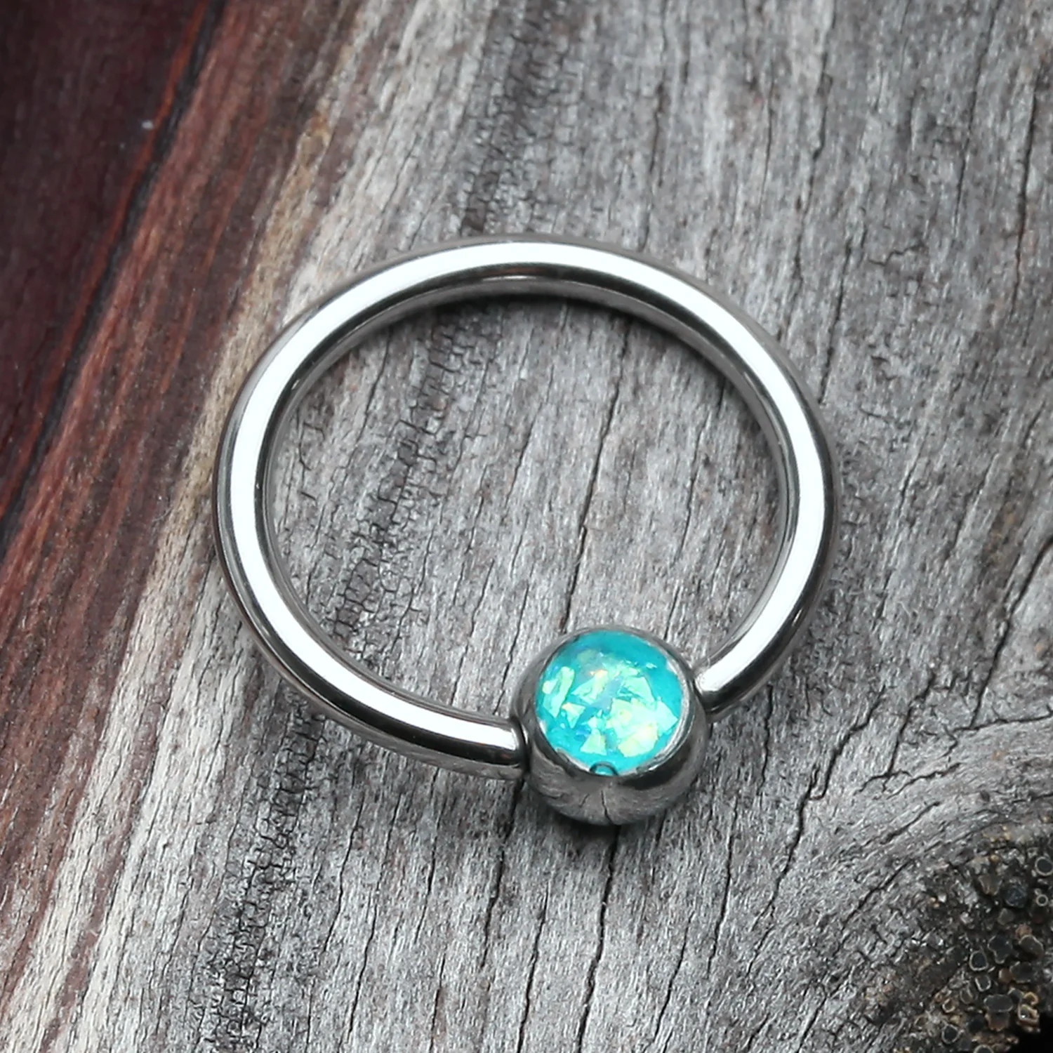 Opalescent Sparkle Steel Captive Bead Ring - Image 2