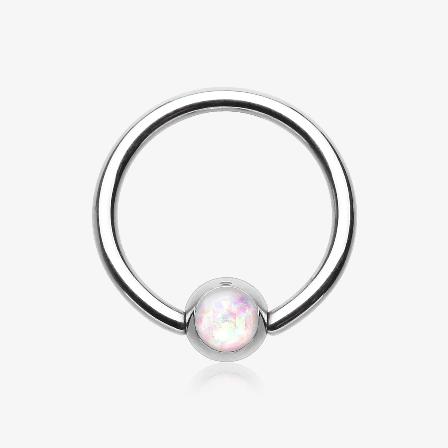 Opalescent Sparkle Steel Captive Bead Ring