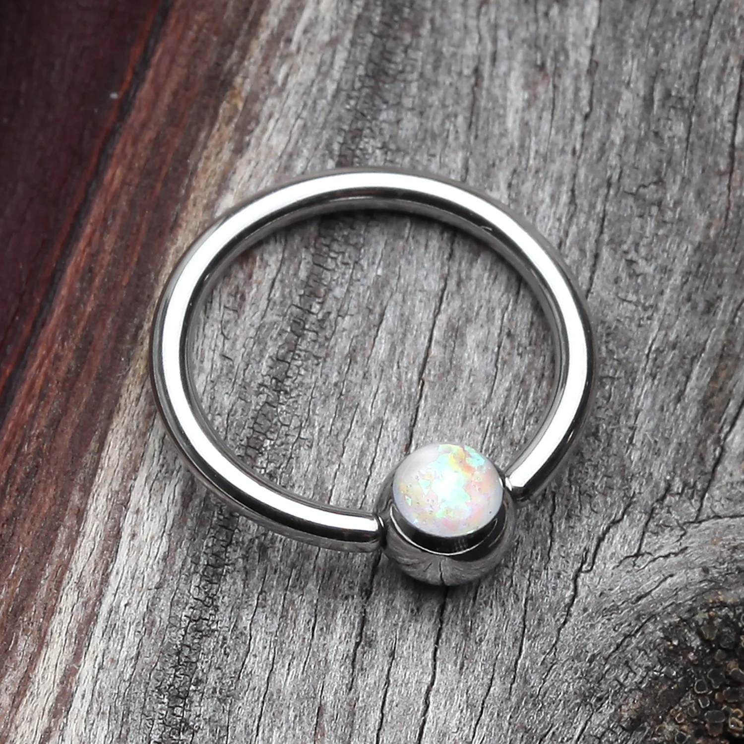 Opalescent Sparkle Steel Captive Bead Ring - Image 2