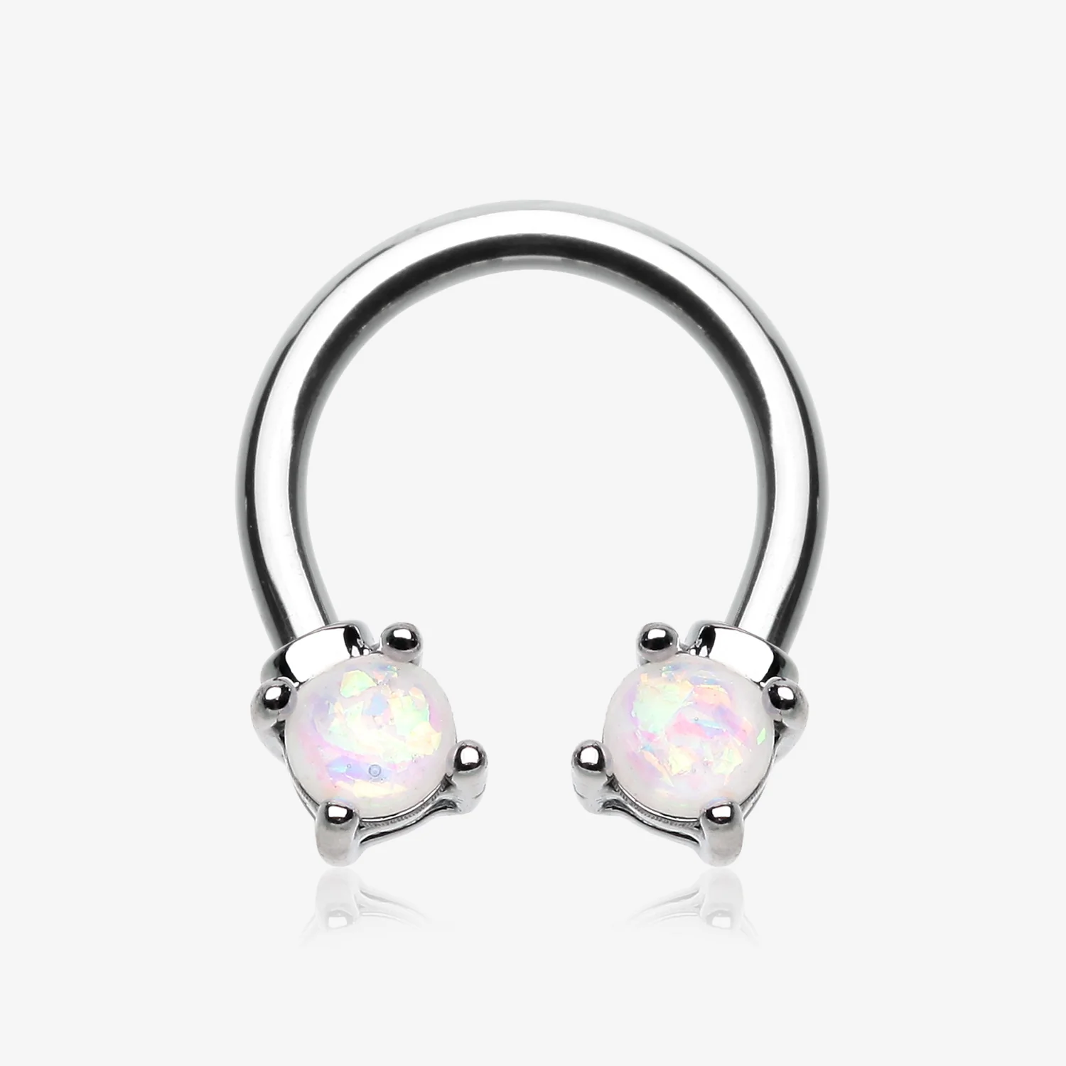 Opalescent Sparkle Steel Horseshoe Circular Barbell