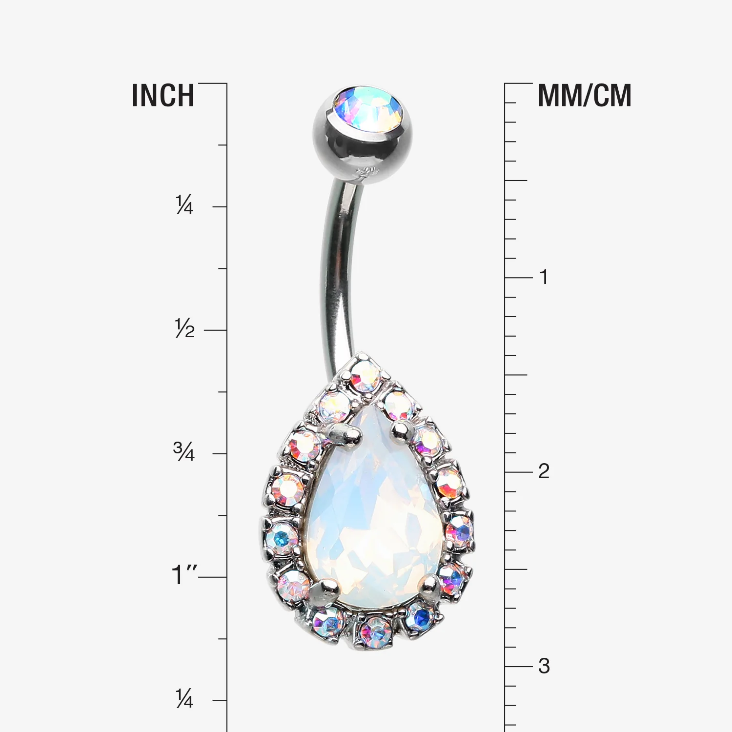 Opalite Multi-Gem Sparkle Teardrop Belly Button Ring - Image 2