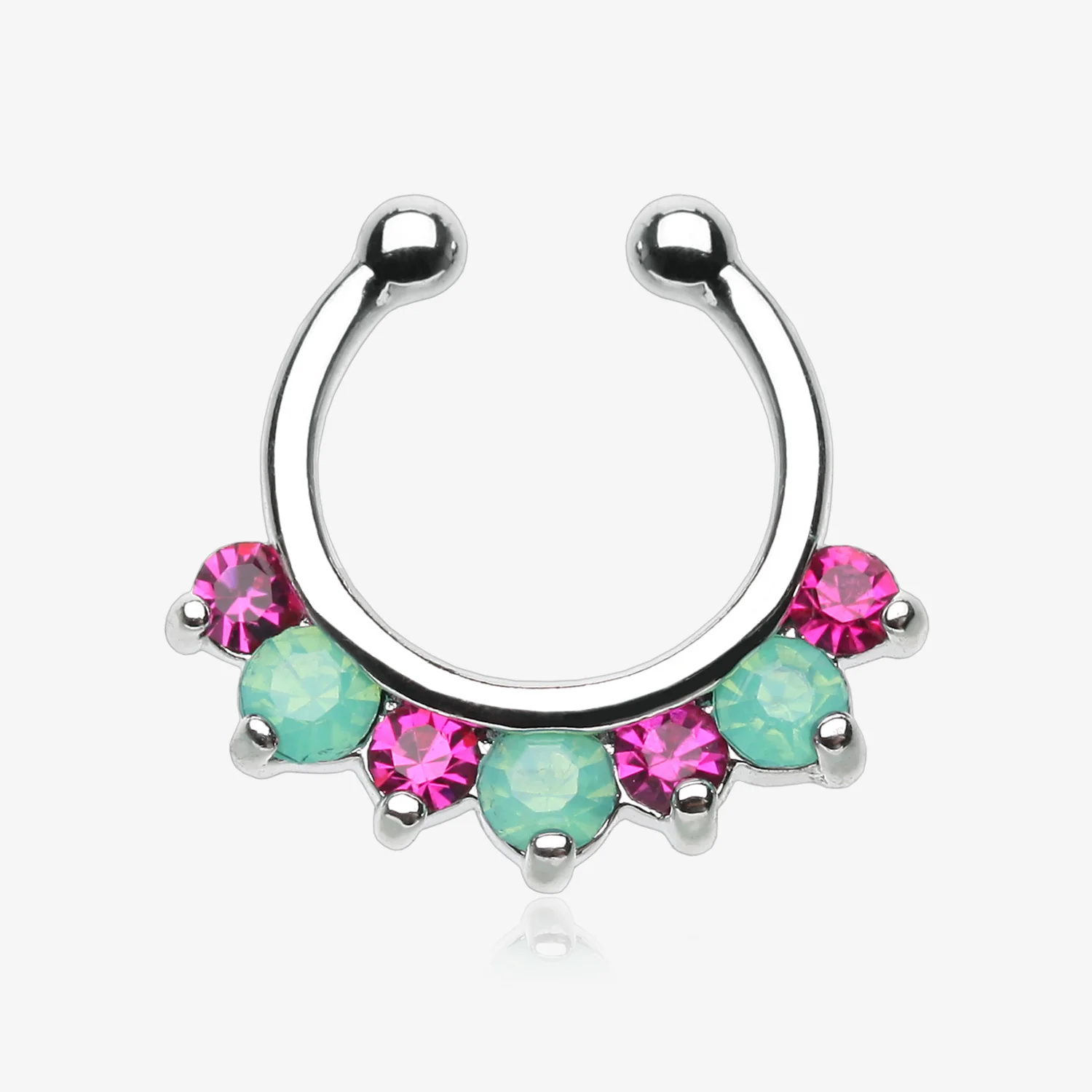 Opalite Sparkle Deuce Fake Septum Clip-On Ring
