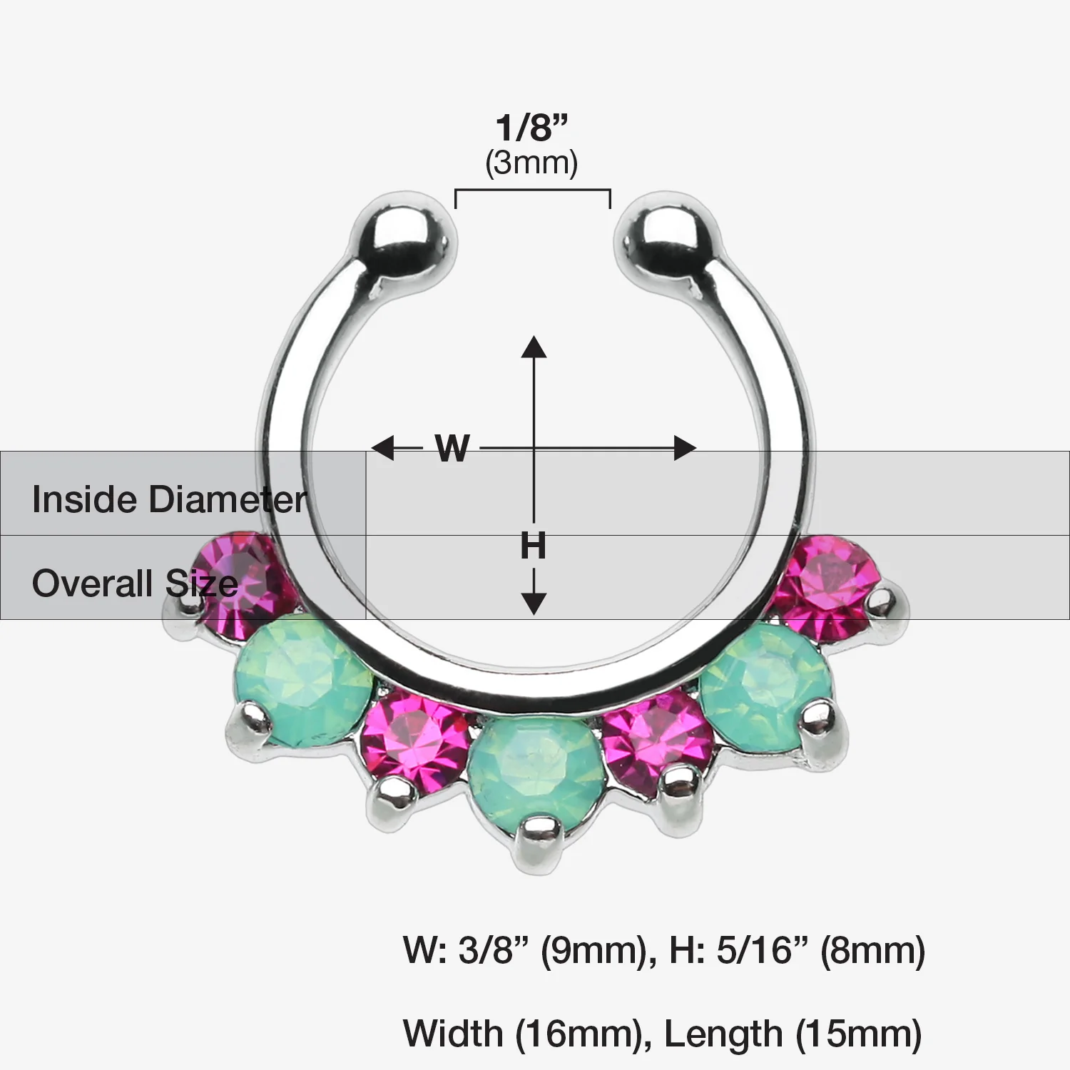 Opalite Sparkle Deuce Fake Septum Clip-On Ring - Image 2