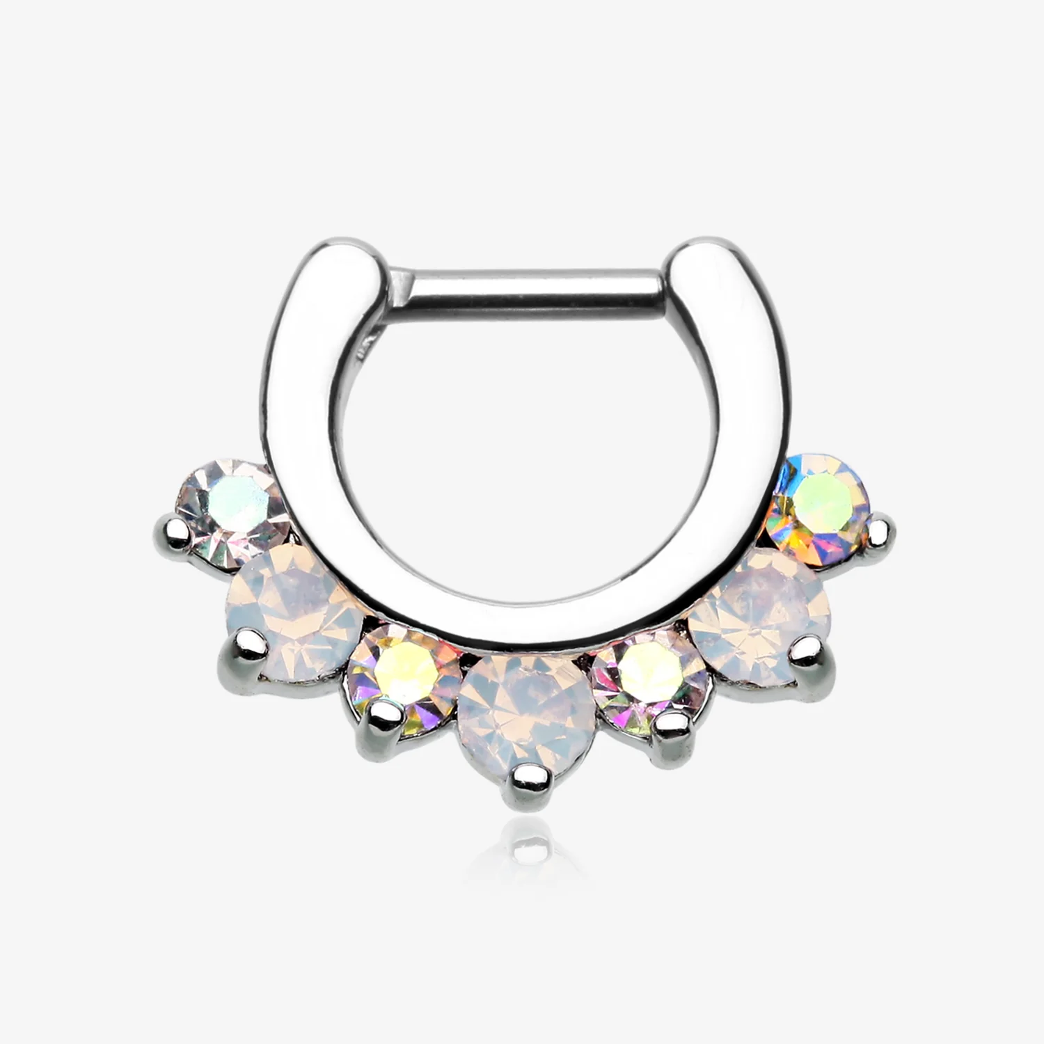Opalite Sparkle Deuce Septum Clicker Ring