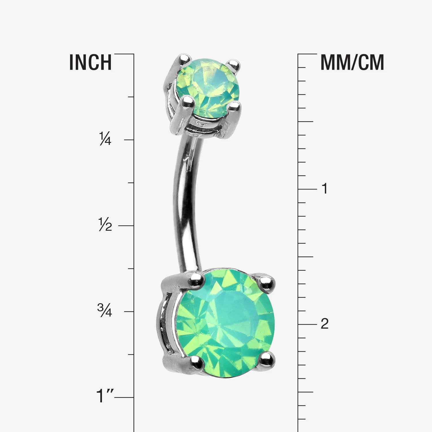 Opalite Sparkle Prong Set Belly Button Ring - Image 2