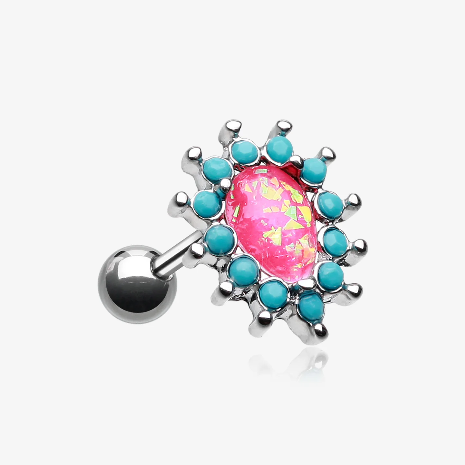 Opulent Opal Turquoise Cartilage Tragus Earring