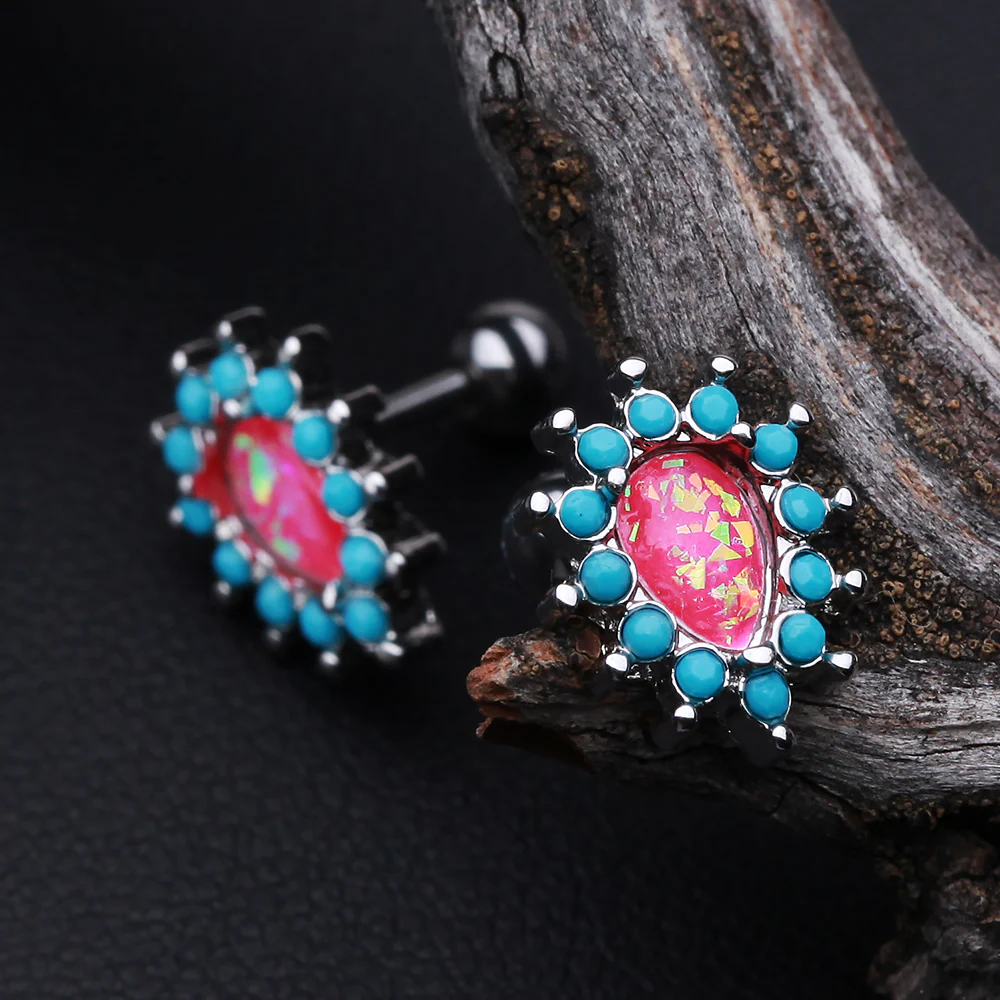 Opulent Opal Turquoise Cartilage Tragus Earring - Image 3