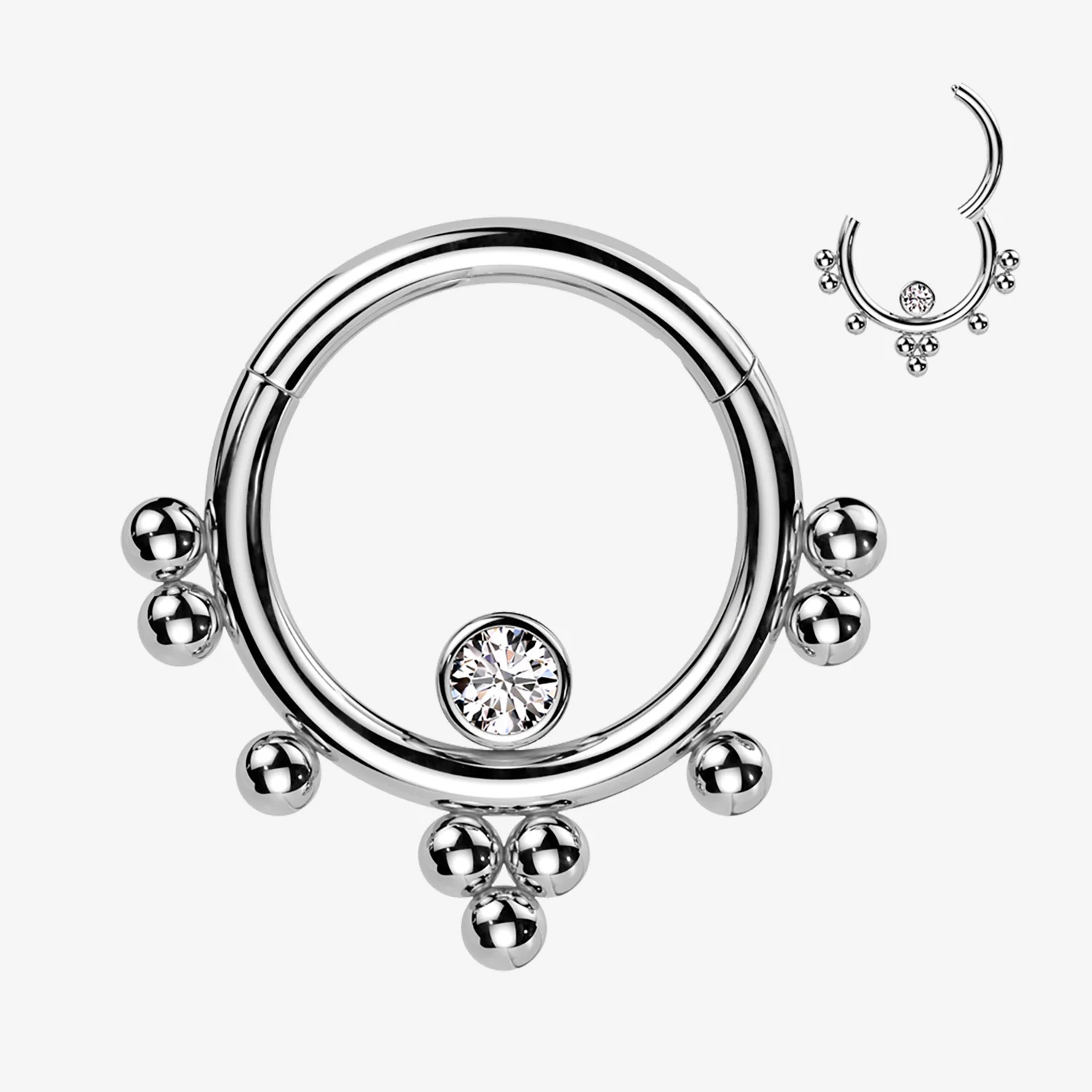 Ornate Bali Beads Sparkle Clicker Hoop Ring