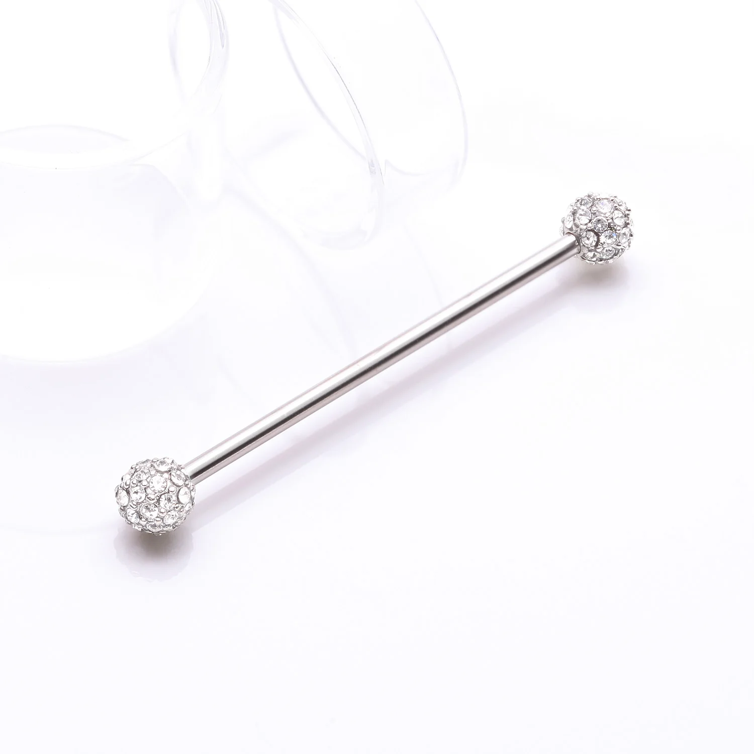 Pave Sparkle Full Dome Industrial Barbell - Image 2
