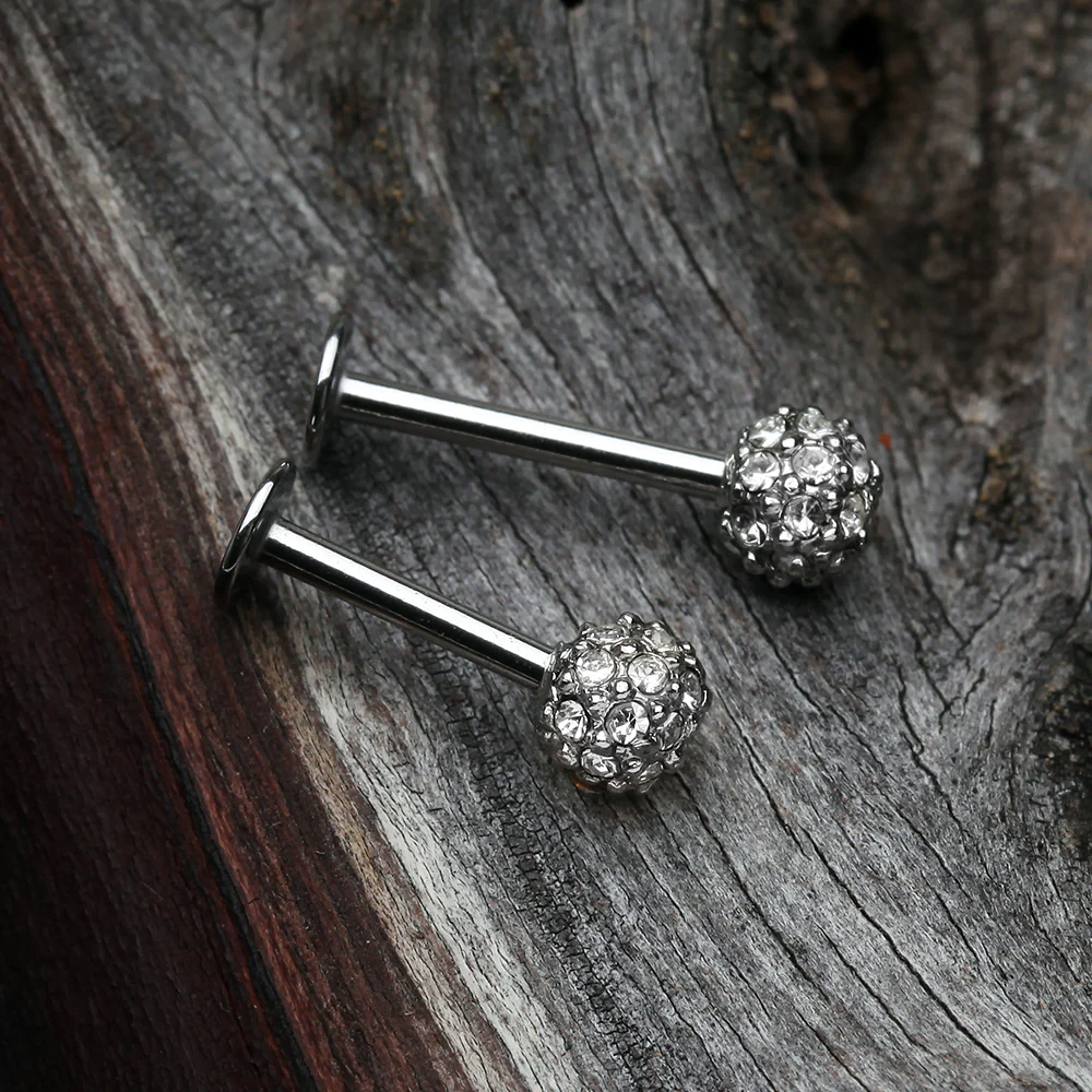 Pave Sparkle Full Dome Top Steel Labret - Image 3