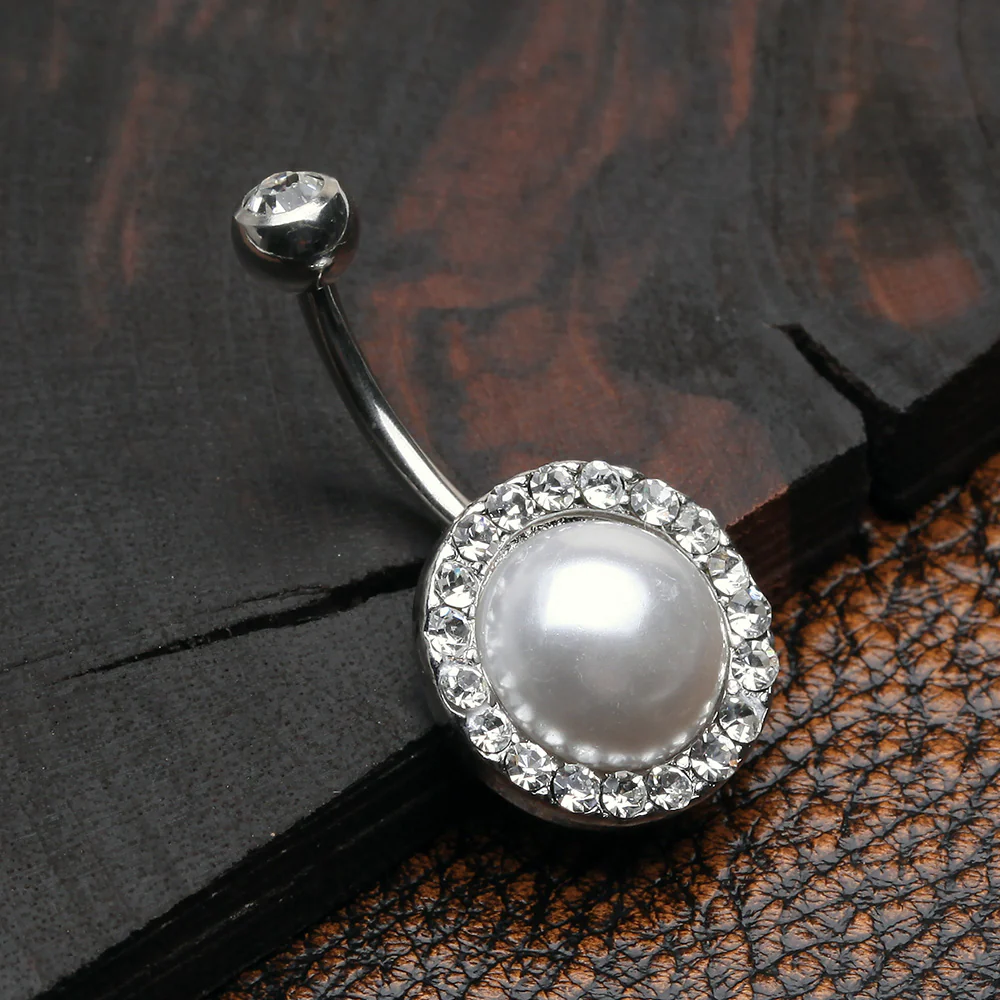 Pearlescent Sparkle Elegance Belly Button Ring - Image 3