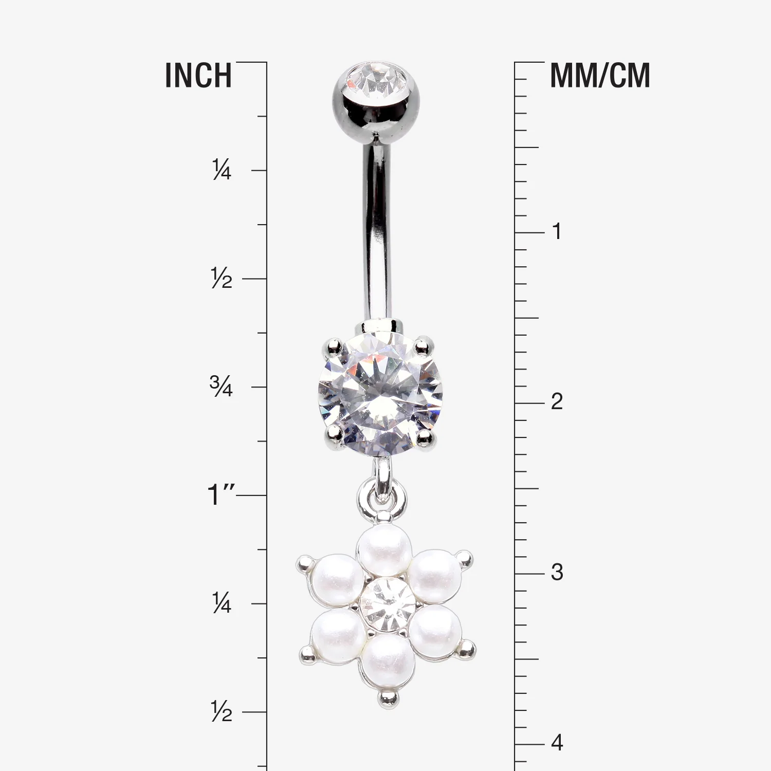 Pearlescent Spring Flower Sparkle Dangle Belly Button Ring - Image 2