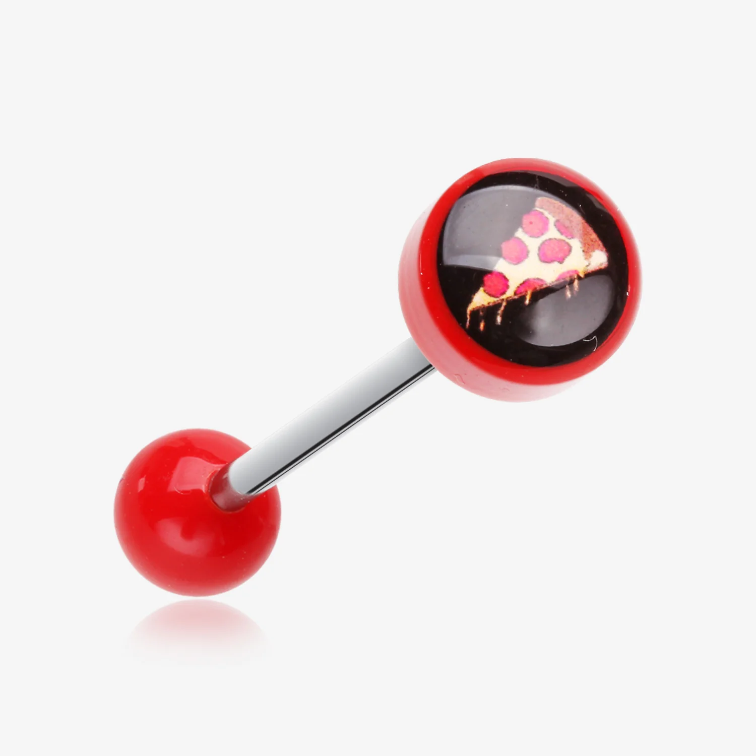 Pepperoni Pizza Icon Top Acrylic Barbell Tongue Ring