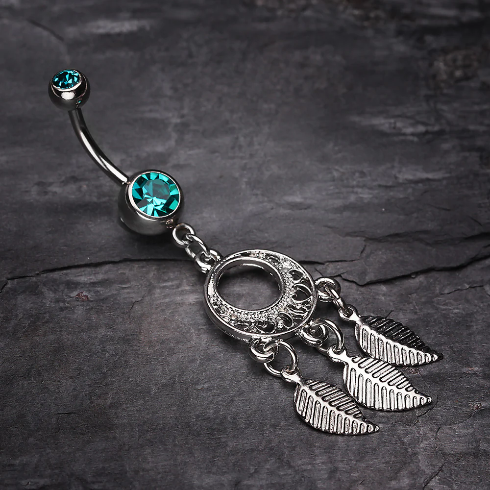 Petit Heart Hoop Dream Catcher Belly Ring - Image 3