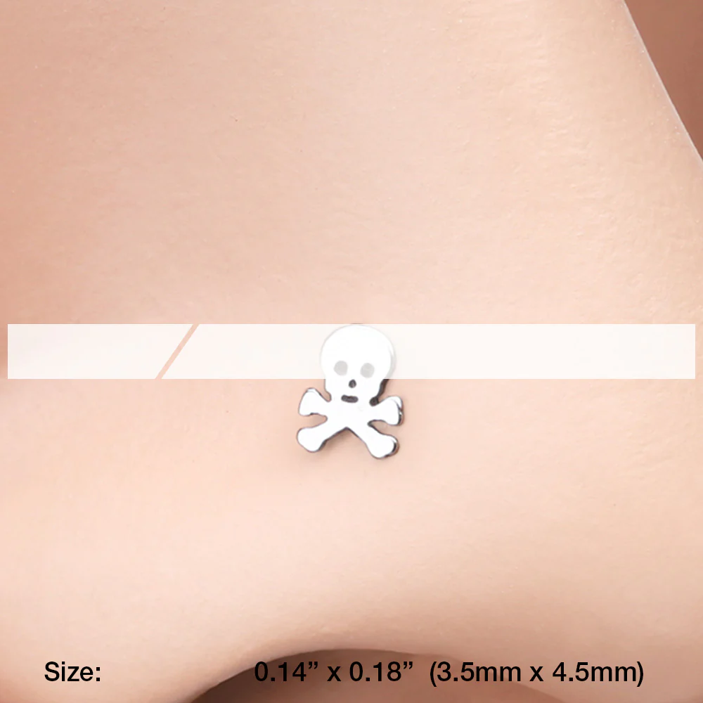 Pirate Skull L-Shaped Nose Ring - Image 3