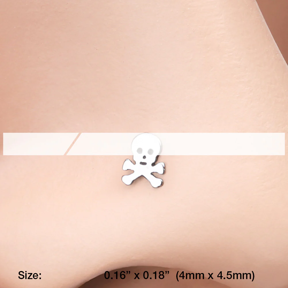 Pirate Skull Nose Stud Ring - Image 3