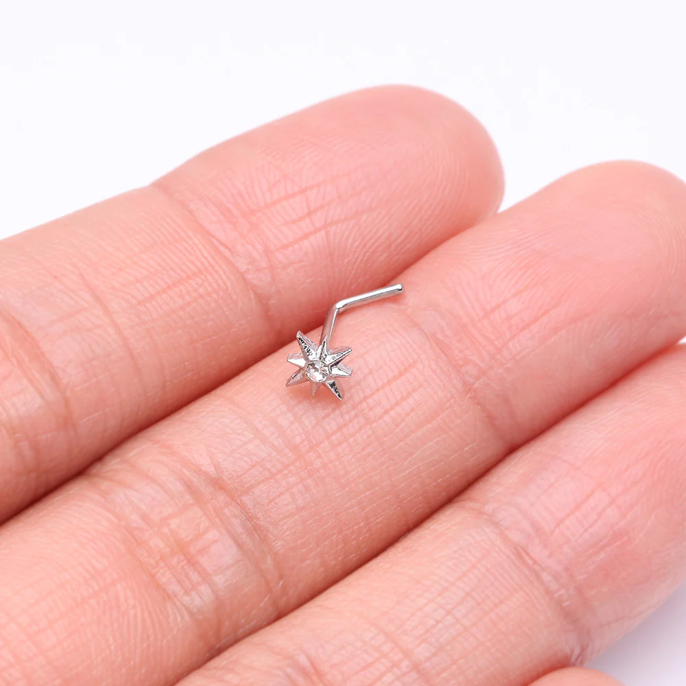 Polaris Sparkle North Star L-Shaped Nose Ring - Image 3