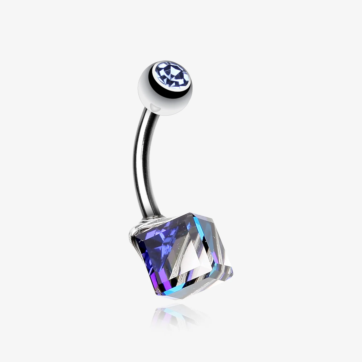 Prism Cube Box Belly Button Ring