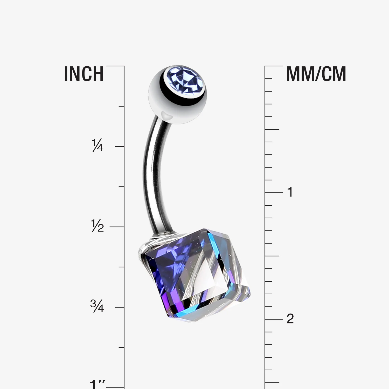 Prism Cube Box Belly Button Ring - Image 2