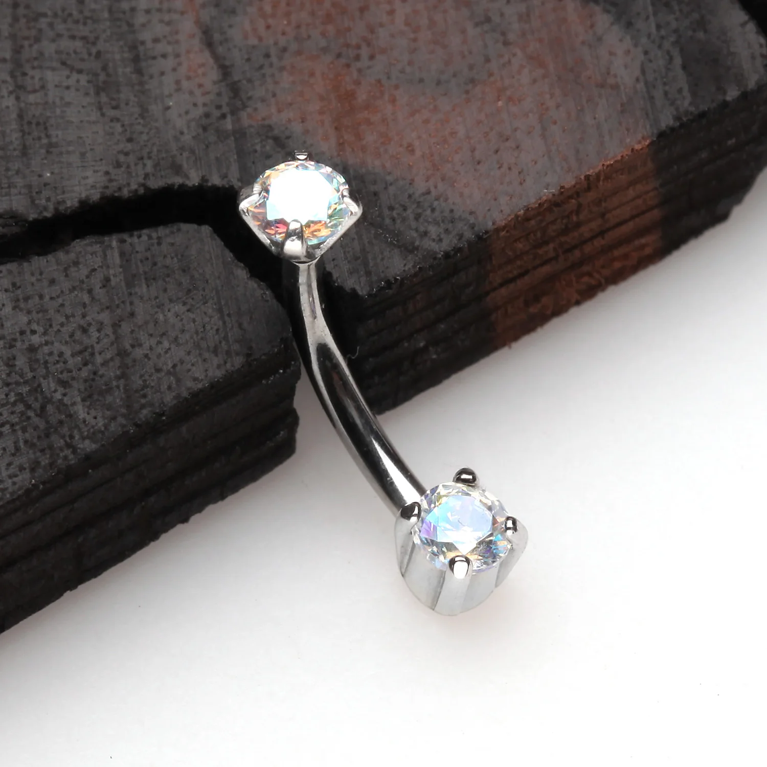 Pristine Gem Sparkles Internally Threaded Curved Barbell - Image 2