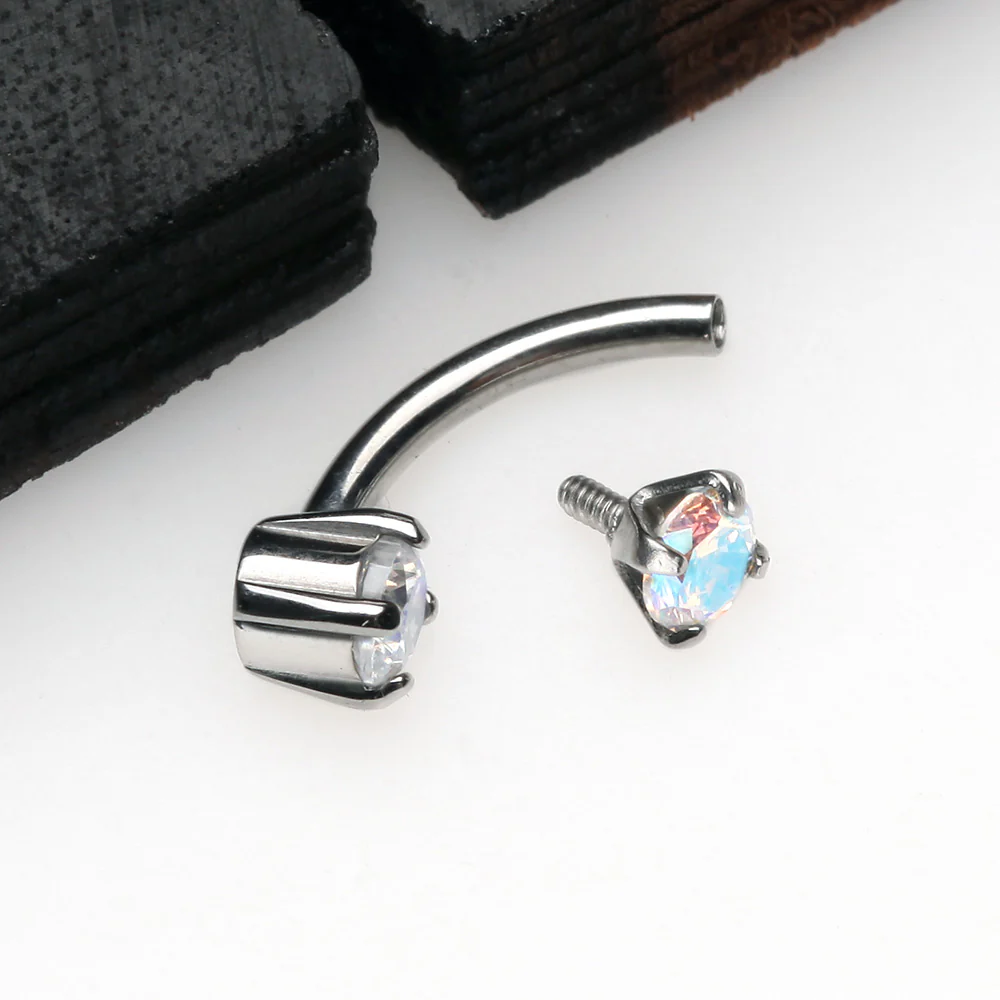 Pristine Gem Sparkles Internally Threaded Curved Barbell - Image 3