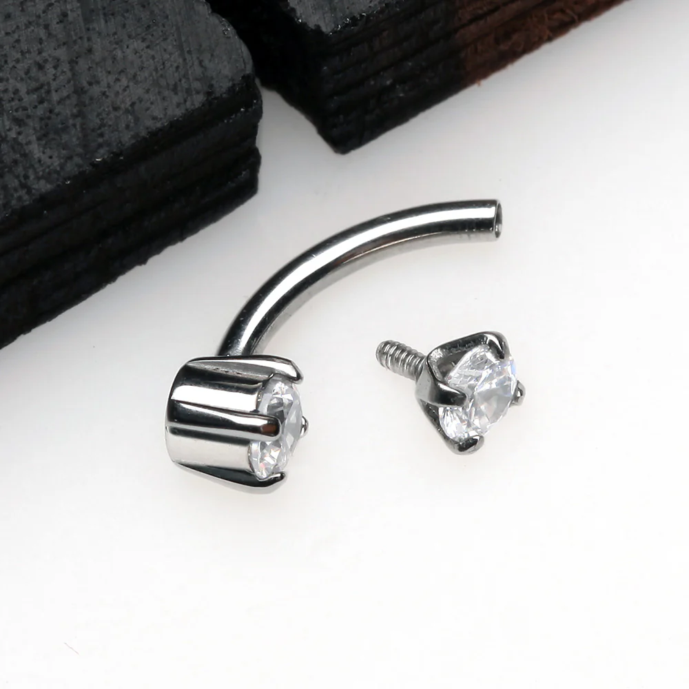 Pristine Gem Sparkles Internally Threaded Curved Barbell - Image 3