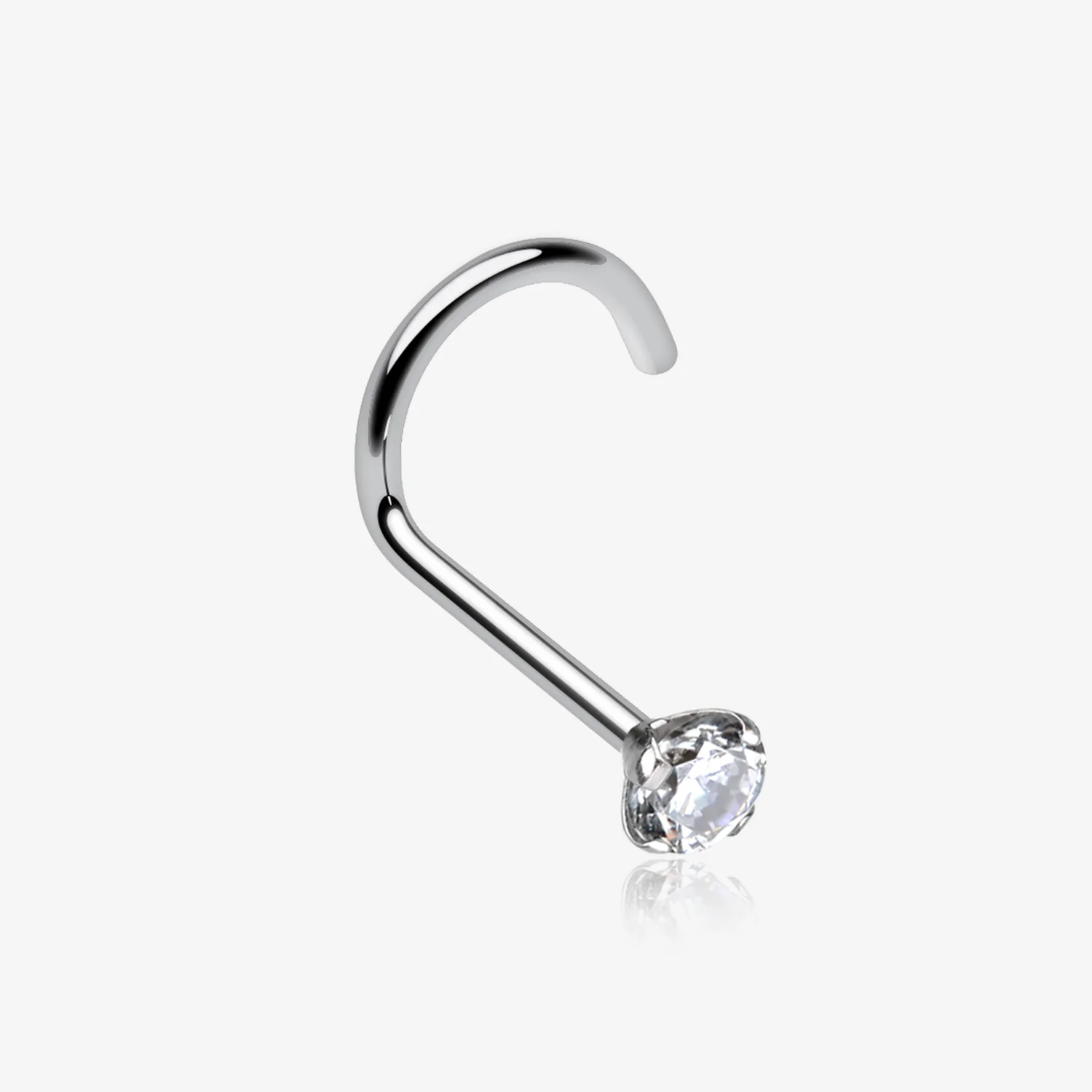 Prong Set Gem Top Steel Nose Screw Ring
