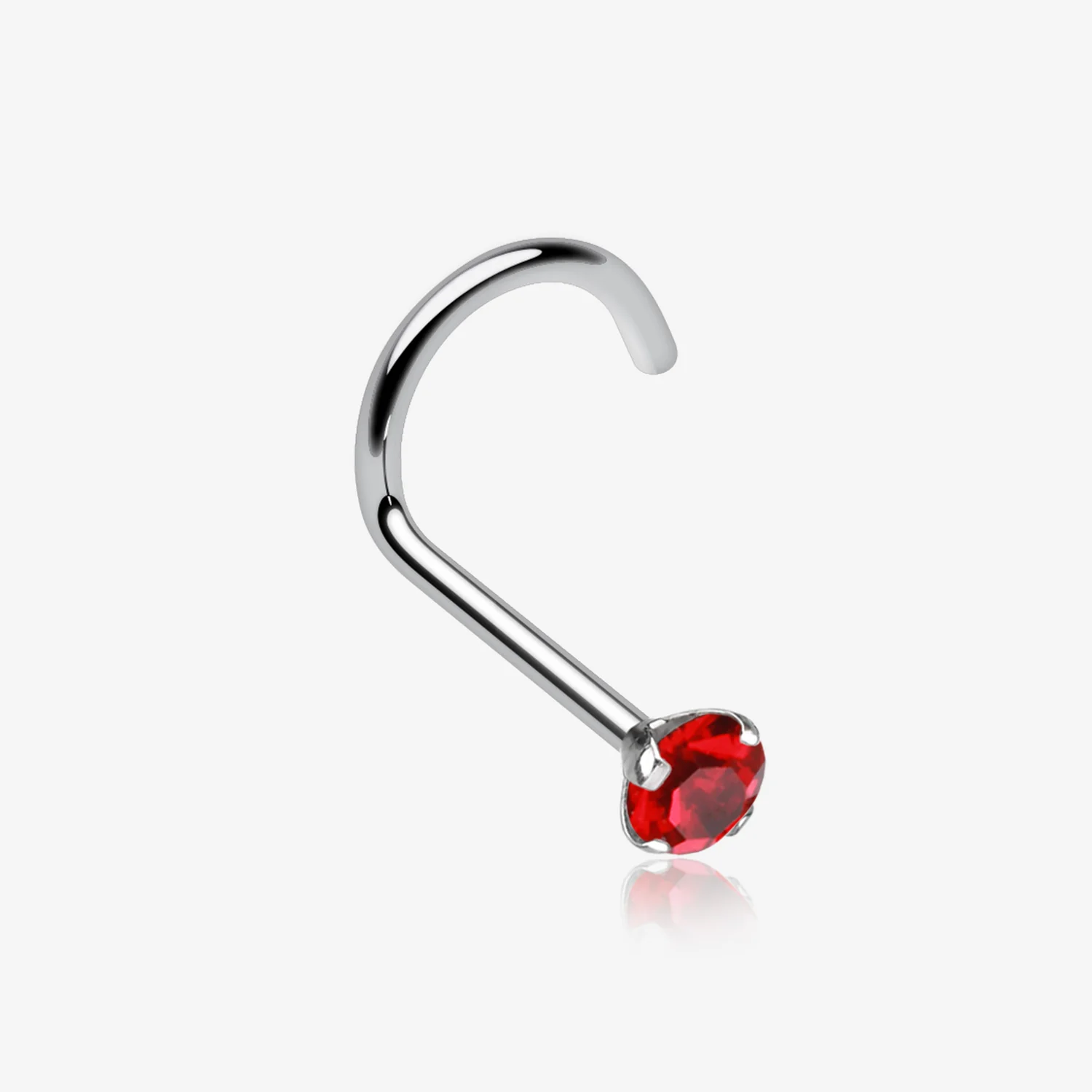 Prong Set Gem Top Steel Nose Screw Ring