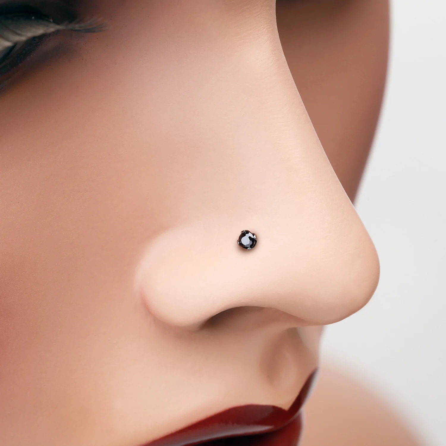 Prong Set Gem Top Steel Nose Stud Ring - Image 2