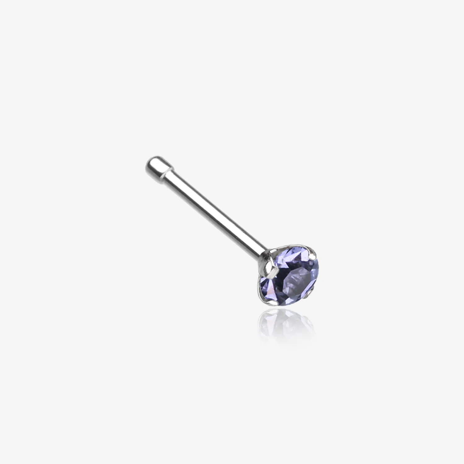 Prong Set Gem Top Steel Nose Stud Ring