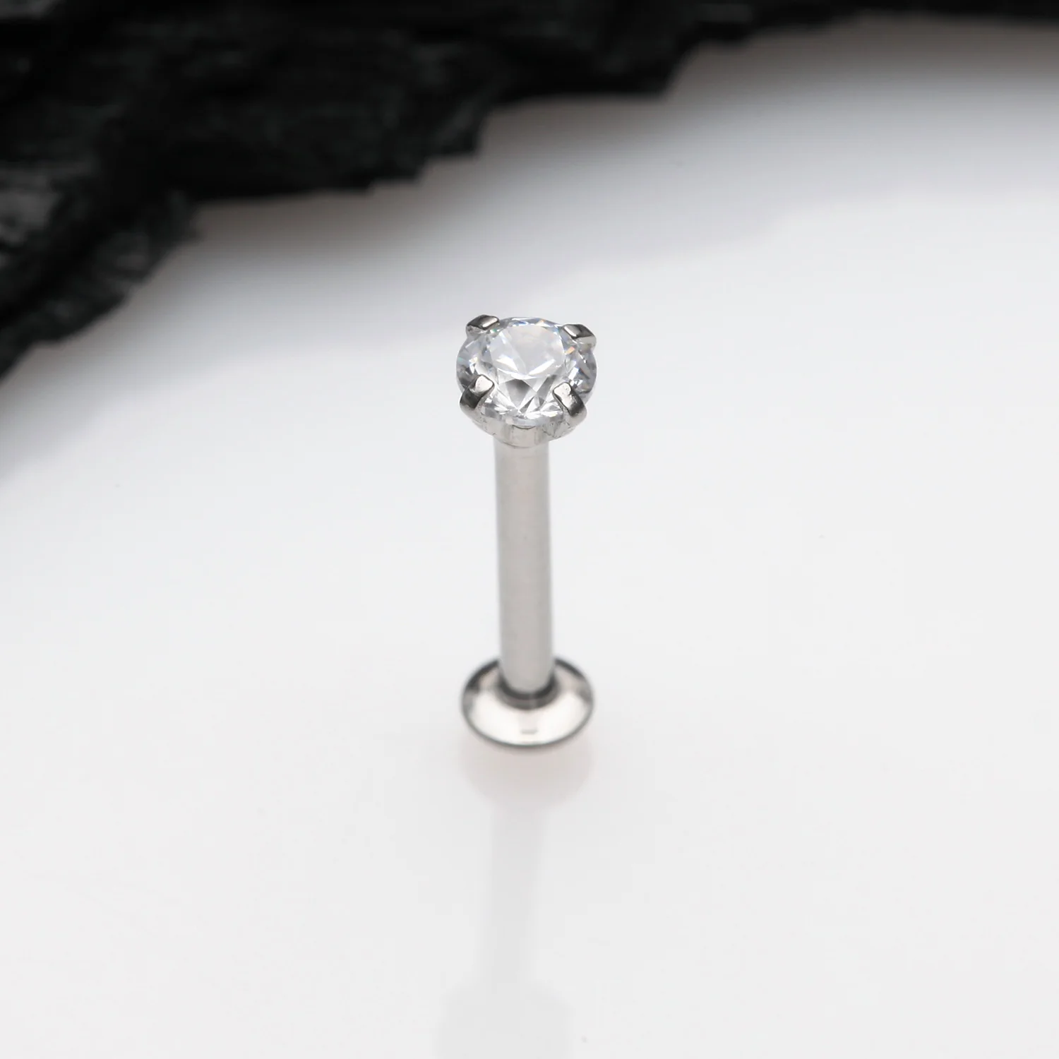 Prong Set Gem Top Threadless Push-In Steel Labret - Image 2