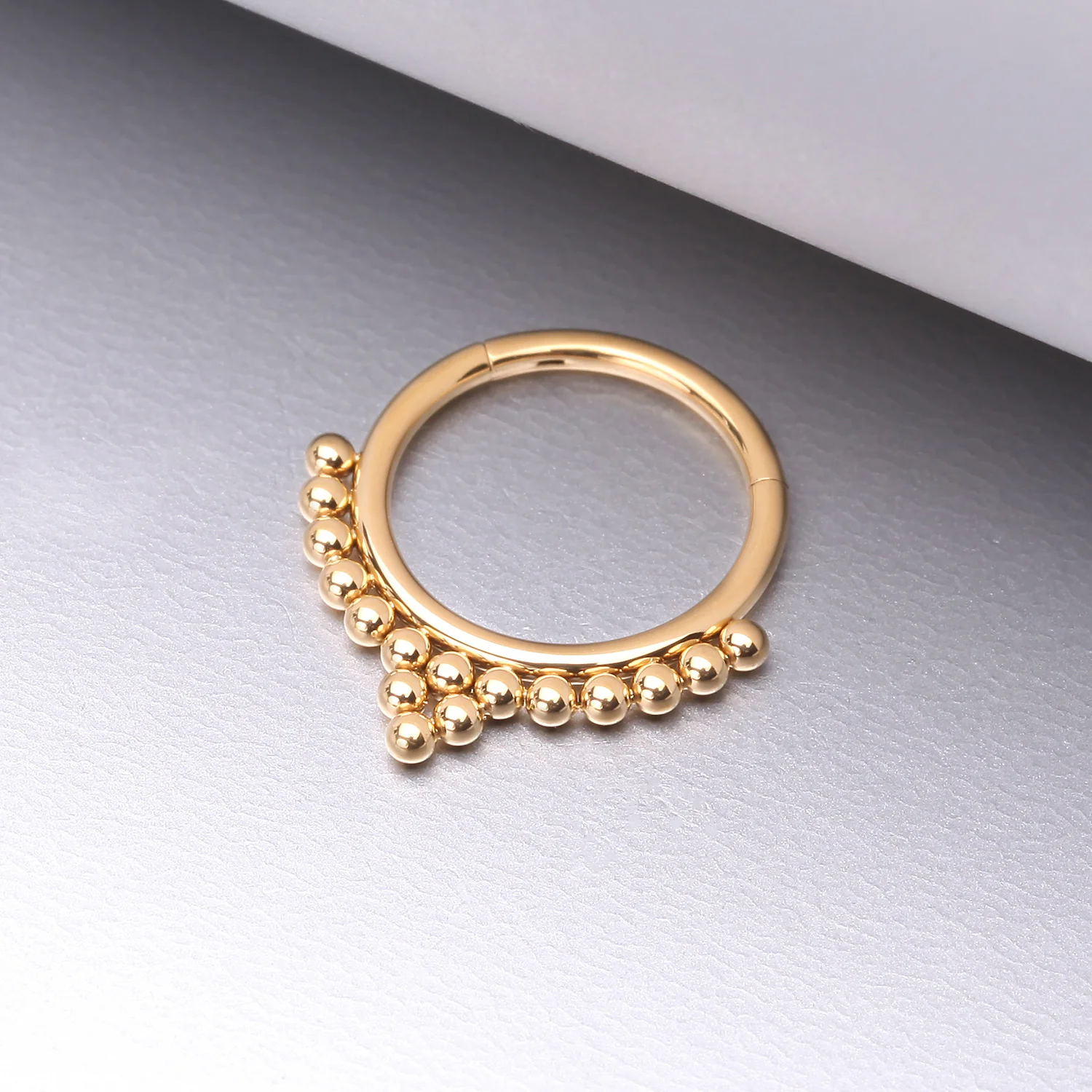 Pure24K Implant Grade Titanium Bali Beaded Seamless Clicker Hoop Ring - Image 2