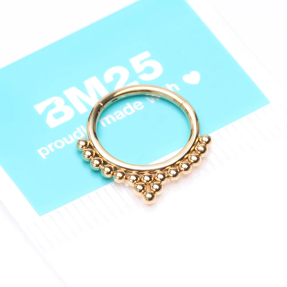 Pure24K Implant Grade Titanium Bali Beaded Seamless Clicker Hoop Ring - Image 5