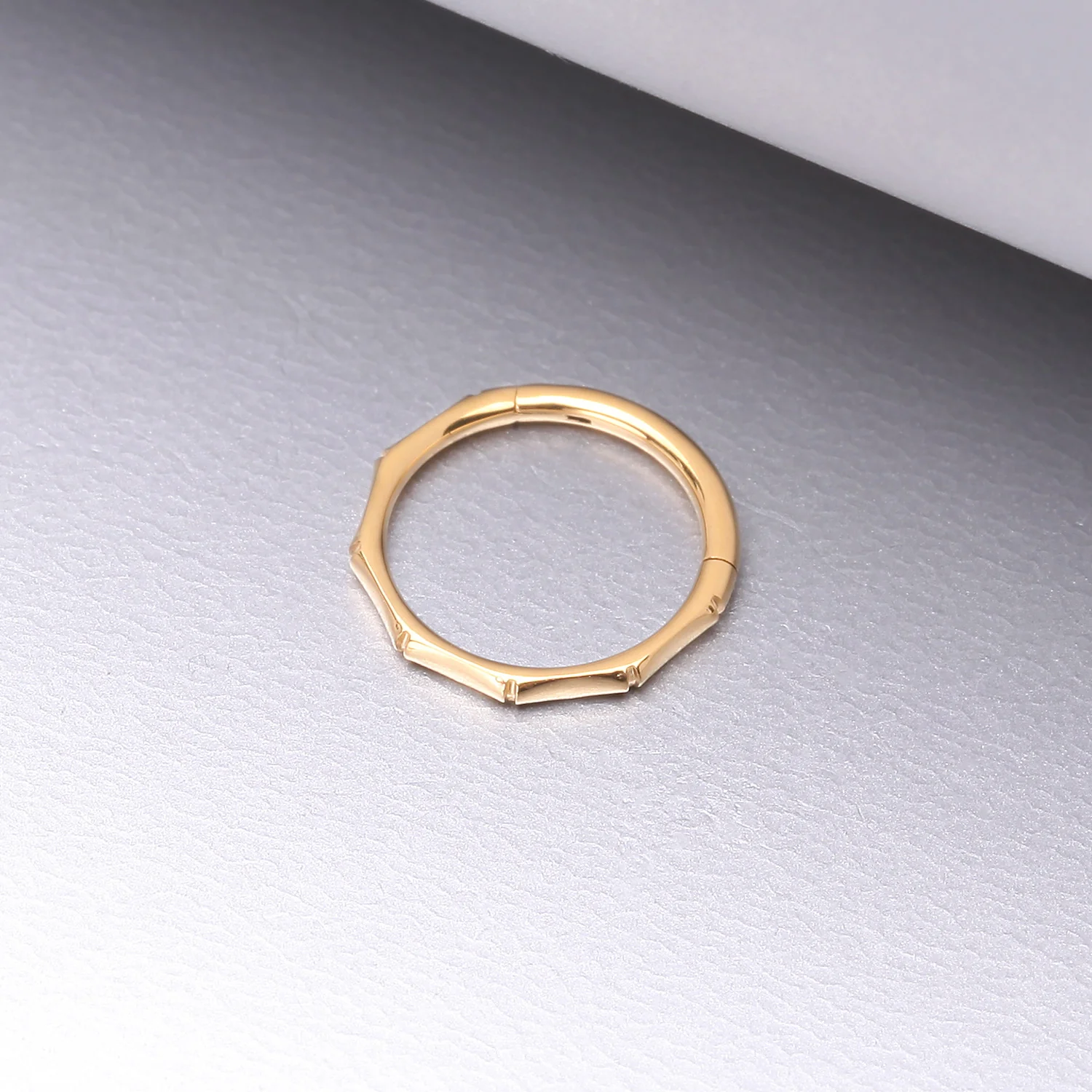 Pure24K Implant Grade Titanium Bamboo Essence Seamless Clicker Hoop Ring - Image 2