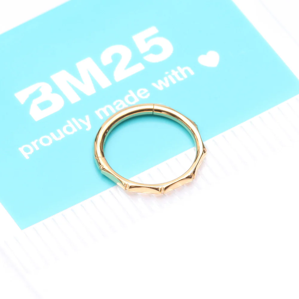 Pure24K Implant Grade Titanium Bamboo Essence Seamless Clicker Hoop Ring - Image 5