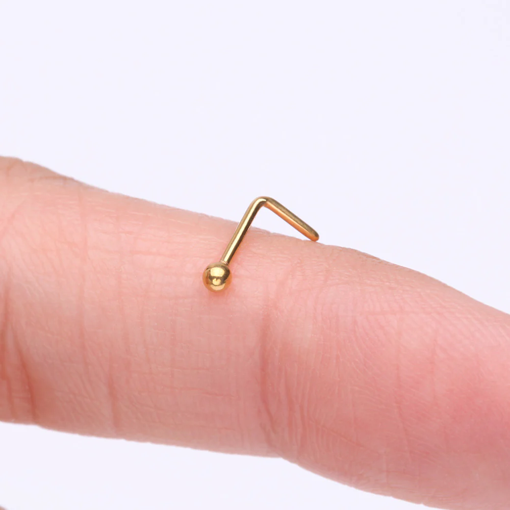 Pure24K Implant Grade Titanium Basic Ball Top L-Shaped Nose Ring - Image 4