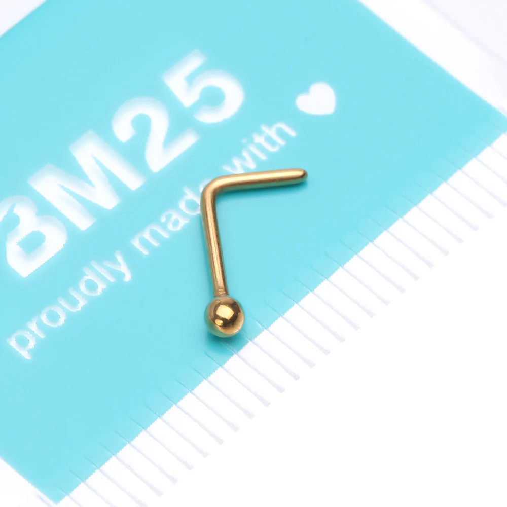 Pure24K Implant Grade Titanium Basic Ball Top L-Shaped Nose Ring - Image 5