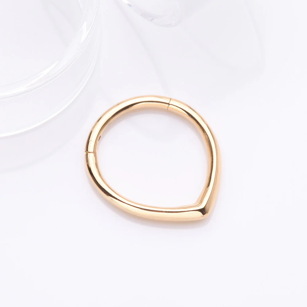 Pure24K Implant Grade Titanium Classic Teardrop Clicker Hoop Ring - Image 3