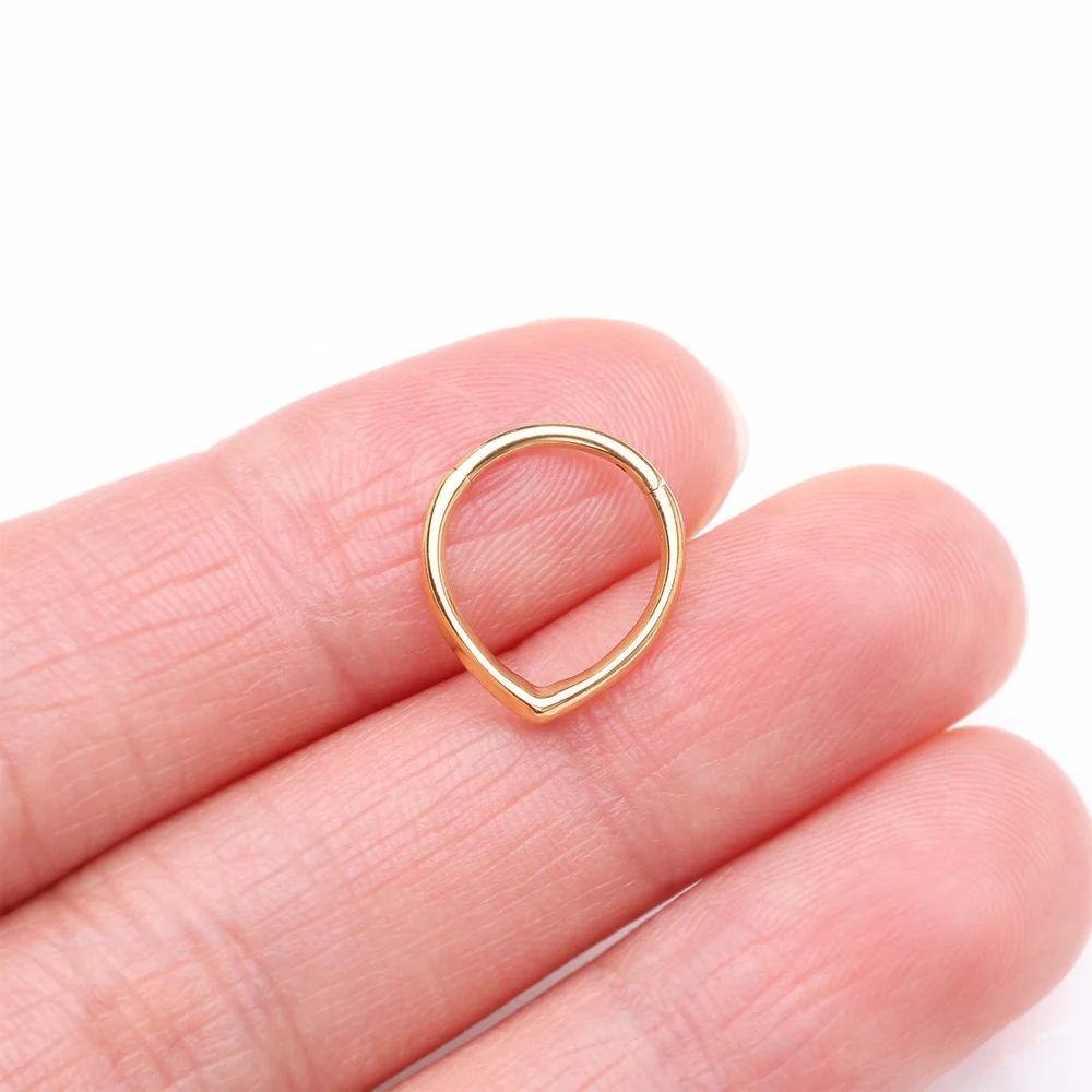 Pure24K Implant Grade Titanium Classic Teardrop Clicker Hoop Ring - Image 4