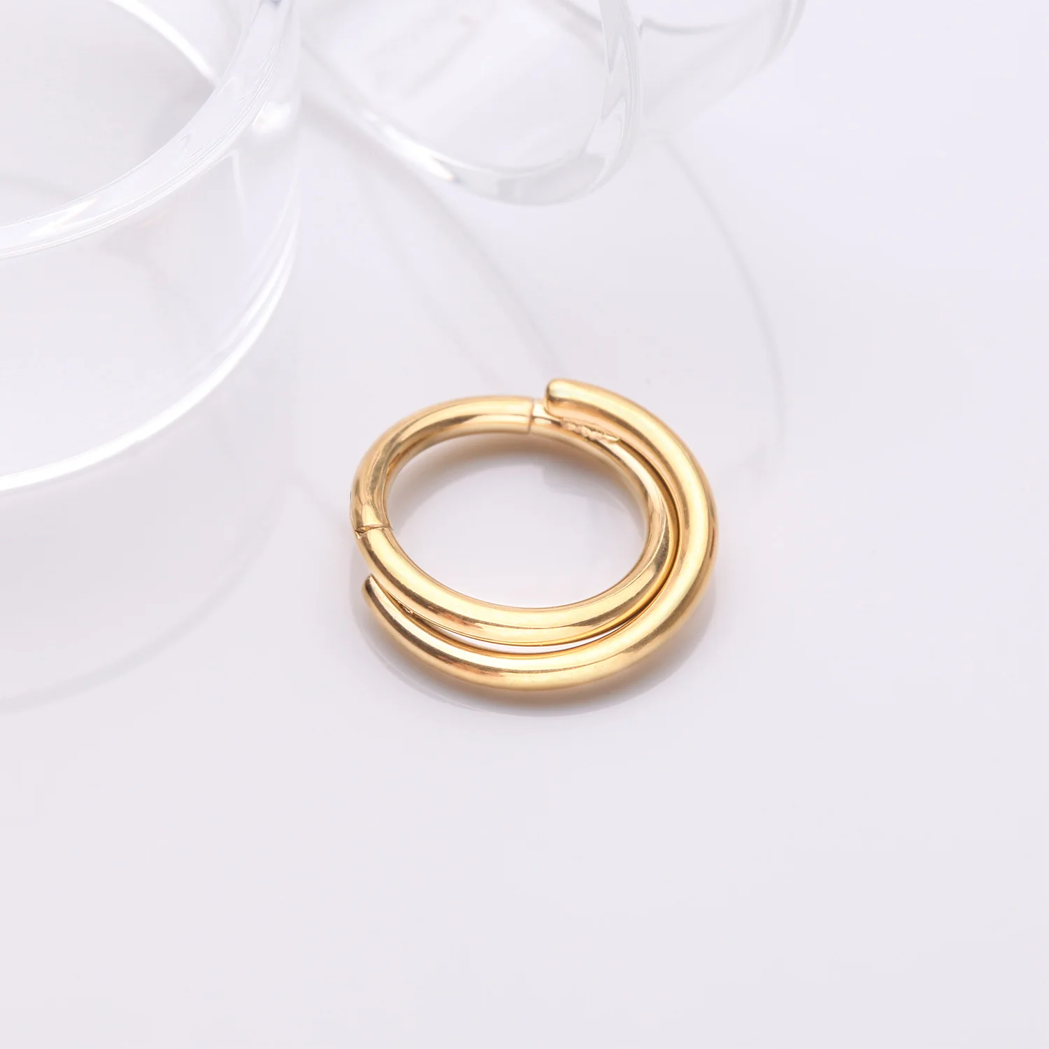 Pure24K Implant Grade Titanium Double Crossing Layer Clicker Hoop Ring - Image 2