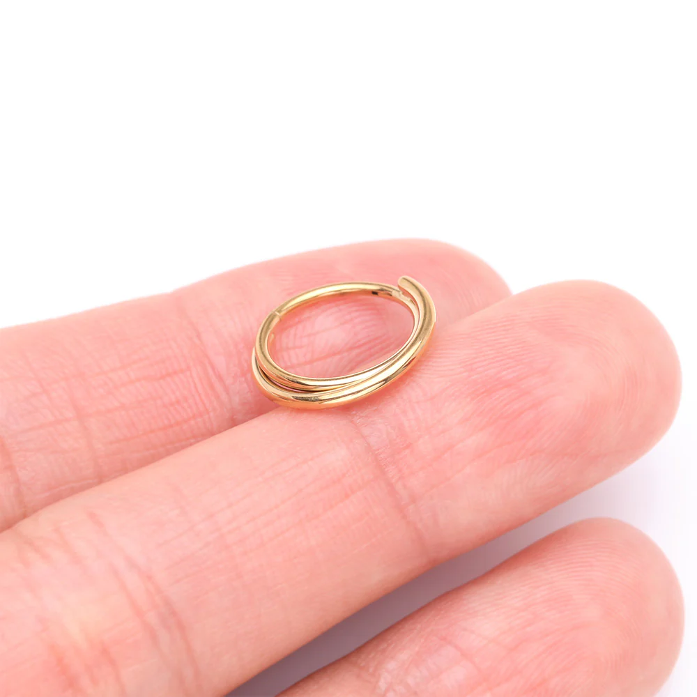 Pure24K Implant Grade Titanium Double Crossing Layer Clicker Hoop Ring - Image 3